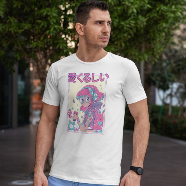 Camiseta Menina De Animação Bonita Com Óculos (Criador carregado)