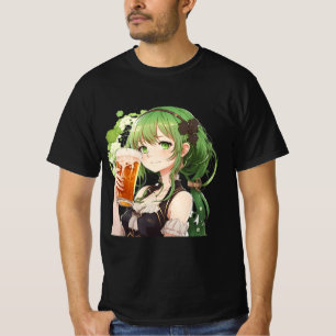 Camiseta Menina de animação bonita Dia de São Patrício Kawa