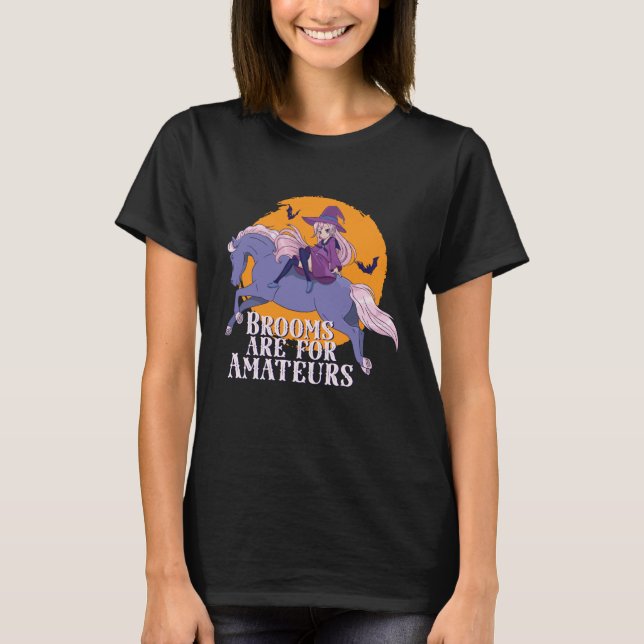 Camiseta Menina de animação bonitinha do cavalo de bruxa da (Frente)