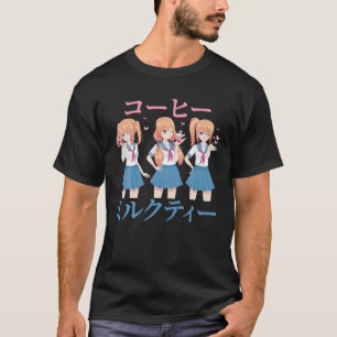 Camiseta Menina de Animação - Chá de Leite - Café - Jap