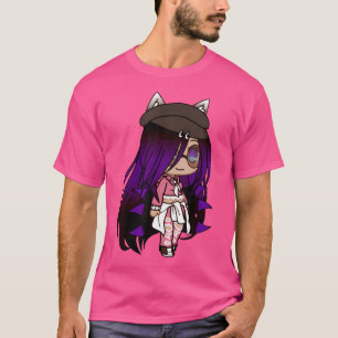 Camiseta Menina De Animação Chibi Kawaii Cuta Com Raposa E 