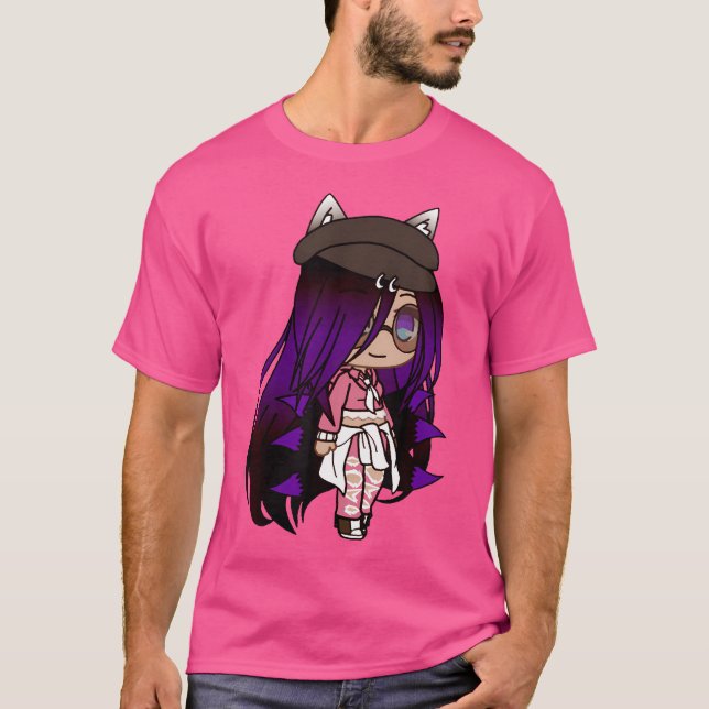 Camiseta Menina De Animação Chibi Kawaii Cuta Com Raposa E  (Frente)