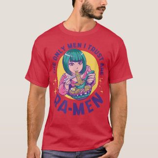 Camiseta Menina de Animação Comendo Ramen Homens Engraçada 