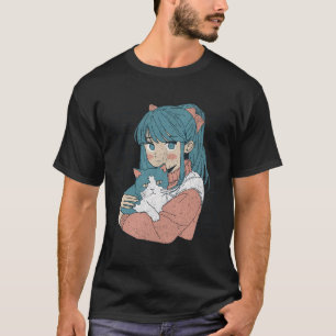 Camiseta Menina de animação de Kawaii bonita com manga de G