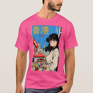 Camiseta Menina de animação de retrô bonitinho Hong Kong Ch
