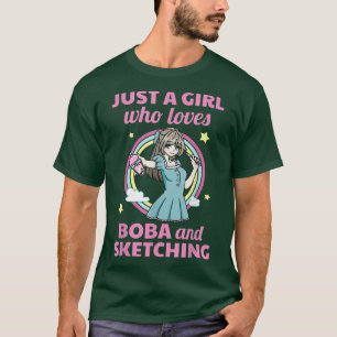 Camiseta Menina de animação Kawaii desenhando Boba Bubble T