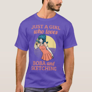Camiseta Menina de animação Kawaii desenhando Boba Bubble T