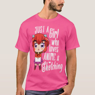 Camiseta Menina De Anime Apenas Uma Menina Que Ama Anime E 