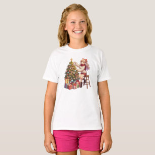 Camiseta Menina de Anime Bonita aparando a árvore