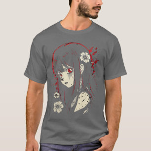 Camiseta Menina de Anime de Terror Dark Indie Gótico Alt Ja