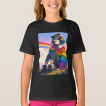Menina de Anime LGBTQIA+ Orgulho Lésbico 