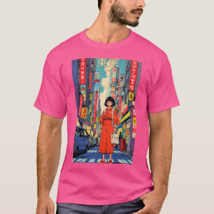 Camiseta Menina de anime retrô linda dos anos 80 Tóquio Jap
