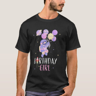 Camiseta Menina de Aniversário Astronauta Espaço Exterior F