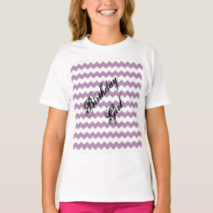 Camiseta Menina de Aniversário Chevron de Violeta Africana