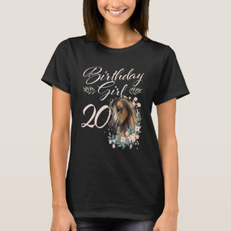 Camiseta Menina de Aniversário de 20 Anos Cavalo 20 Anos d