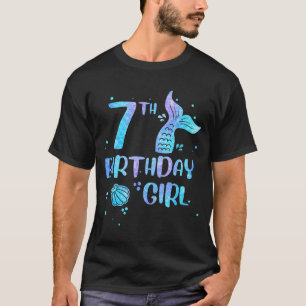 Camiseta Menina de Aniversário de 7 Anos Sereia 7º Crianças