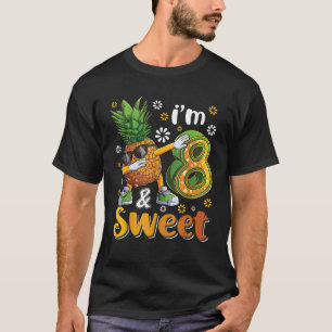 Camiseta Menina de aniversário de abacaxi de 8 anos Fruta d