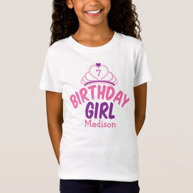 Camiseta Menina de aniversário linda princesa personalizada (Frente)