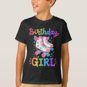 Camiseta Menina de Aniversário Patins de Rodas Patinadora C
