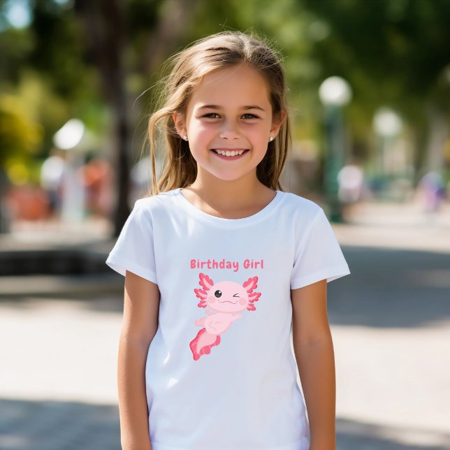 Camiseta Menina de aniversário personalizada, rosa-branca,  (Criador carregado)