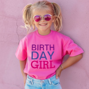 Camiseta Menina de Aniversário Rosa Choque e Roxo Ousado