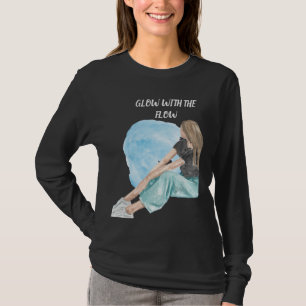 Camiseta Menina de Aquarela Estética Brilha com o Fluxo