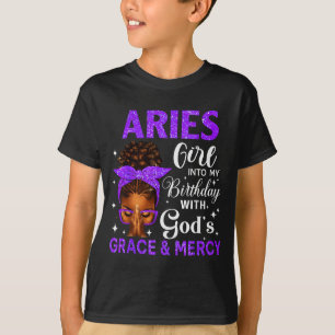 Camiseta Menina de Áries Dançando Aniversário Mulheres Negr