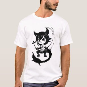Camiseta Menina de arte negra e branca Arte AI