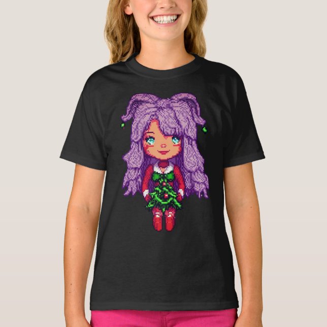 Camiseta Menina de cabelo roxo (Frente)