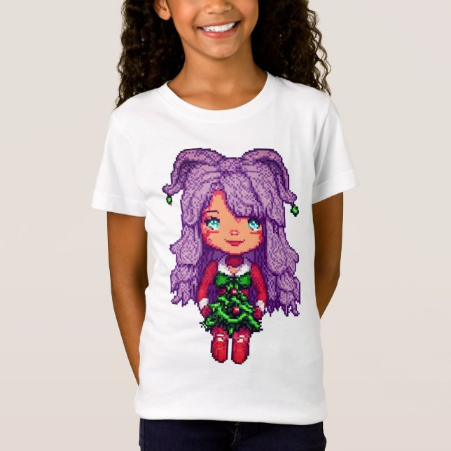 Camiseta Menina de cabelo roxo (Frente)