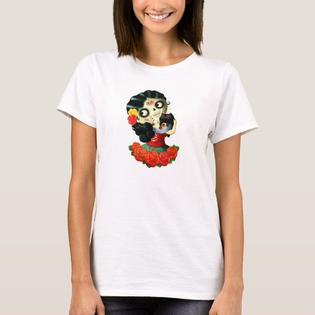 Camiseta Menina de Catrina do mexicano de Diâmetro de Los (Frente)
