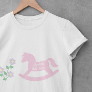 Camiseta Menina de Cavalinho de Pau Rosa Chá de Bebê