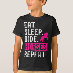 Camiseta Menina de Cavalo Come Cavalo de Cavalo do Sono Rep