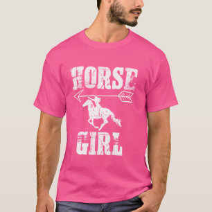 Camiseta Menina de Cavalo Engraçado Horseback Andando Bonit