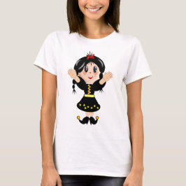 Camiseta Menina de desenho animado fofa e feliz