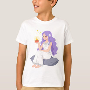 Camiseta Menina de Desenho Animado Segurando Diya – Camiset