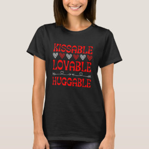 Camiseta Menina de Dia de os namorados Kissable Adorável
