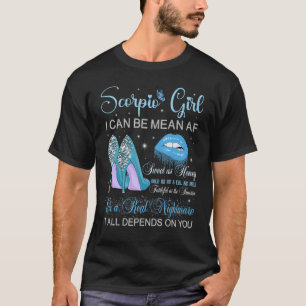 Camiseta Menina de Escorpião Aniversário Saltos Altos Lábio
