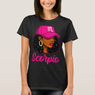 Camiseta Menina de Escorpião Rosa Cap Zodiac Aniversário Af