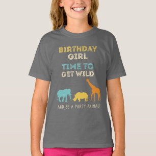 Camiseta Menina de festa de aniversário do safari do jardi