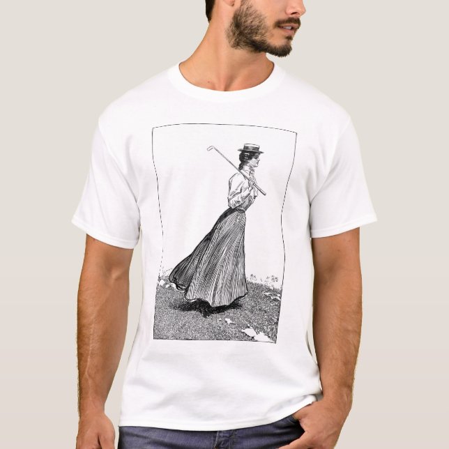 Camiseta Menina de Gibson com clube de golfe, 1899 (Frente)