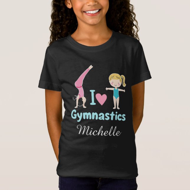 Camiseta Menina de ginástica personalizada, Eu adoro ginást (Frente)