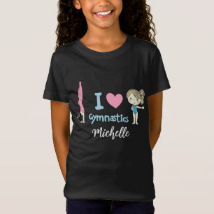 Camiseta Menina de ginástica personalizada, Eu adoro ginást