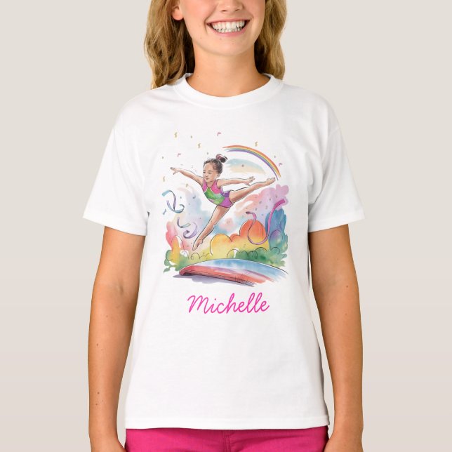 Camiseta Menina de ginástica personalizada, Eu adoro ginást (Frente)