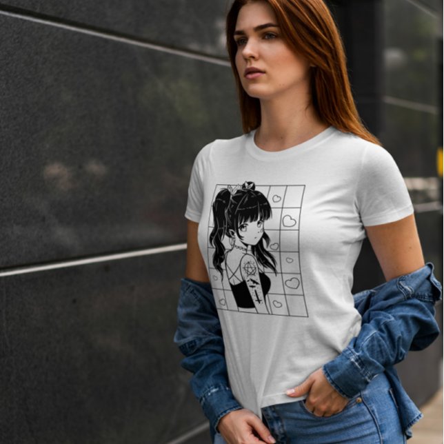 Camiseta Menina de Gótico de Anime Bonita (Criador carregado)