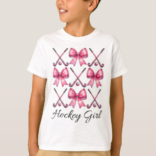 Camiseta Menina de Hóquei Menina de Hóquei no Campo Laço Co