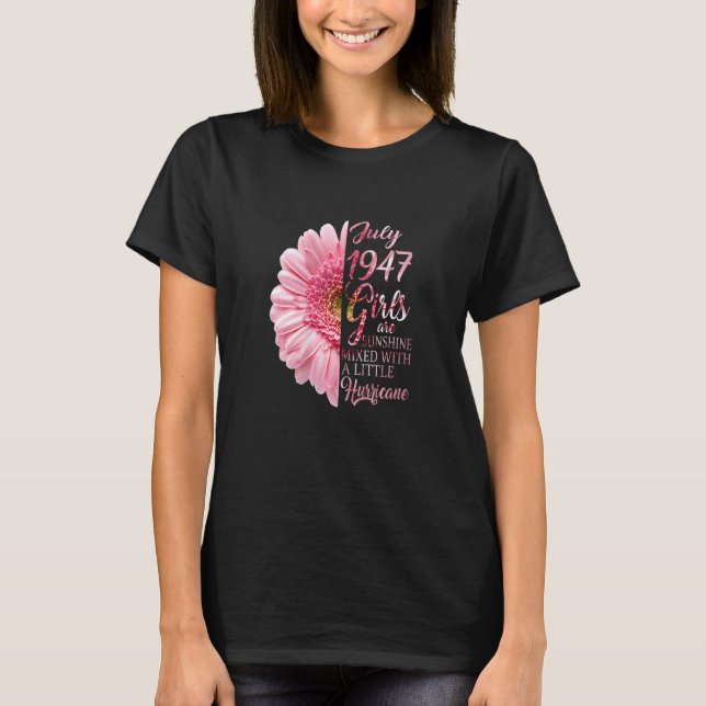 Camiseta Menina de julho de 1947 75 anos 75 anos (Frente)