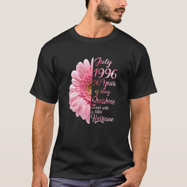 Camiseta Menina de julho de 1996 26 anos 26 de aniversário  (Frente)