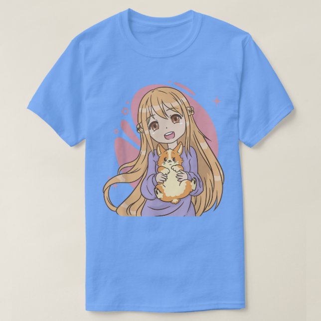 Camiseta Menina de mangá com porca em quadrinhos (Frente do Design)