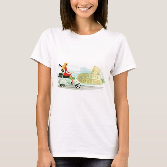 Camiseta Menina de Motorino em Roma (Frente)